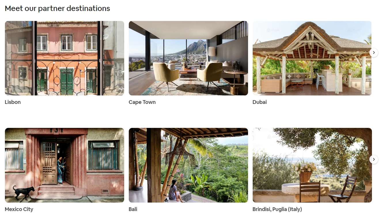 Airbnb Remote Working Partner Destinations